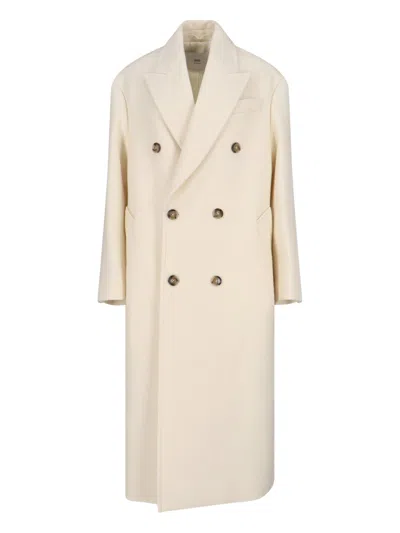 Ami Alexandre Mattiussi Ami Paris Women Long Double-breasted Coat In Neutral