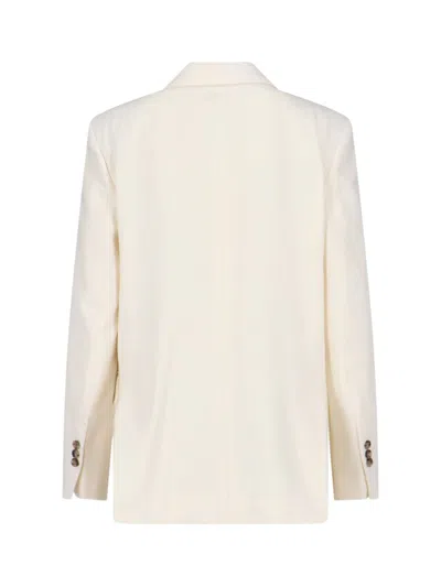 Ami Alexandre Mattiussi Double-breasted Wool Blazer With Peak Lapels And Flap Pockets In White