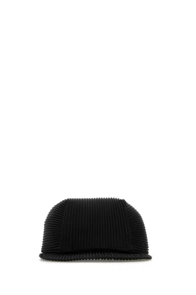 Issey Miyake Ribbed Texture Curved Brim Baseball Cap In Black