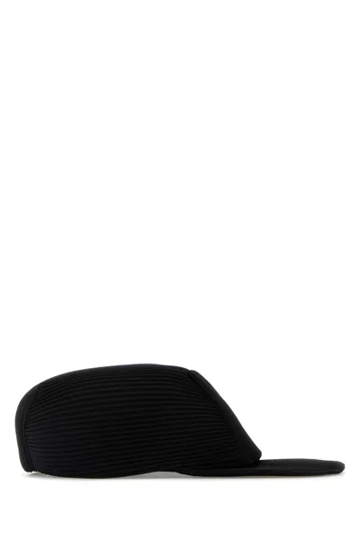 Issey Miyake Ribbed Texture Curved Brim Baseball Cap In Black