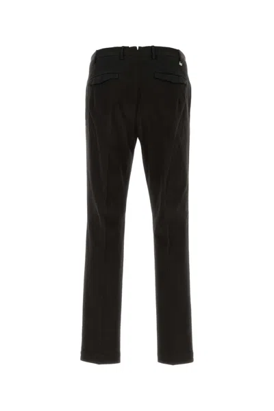 Pt Torino Green Slim Trousers In Wool Blend In Black