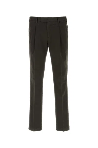 Pt Torino Green Slim Trousers In Wool Blend In Multi