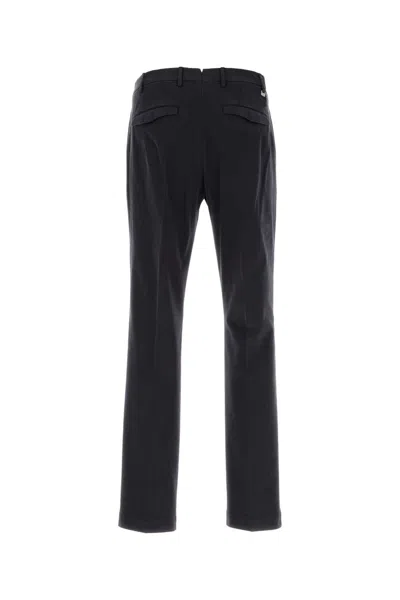 Pt Torino Stretch Cotton Trousers With Pockets And Loops In Black
