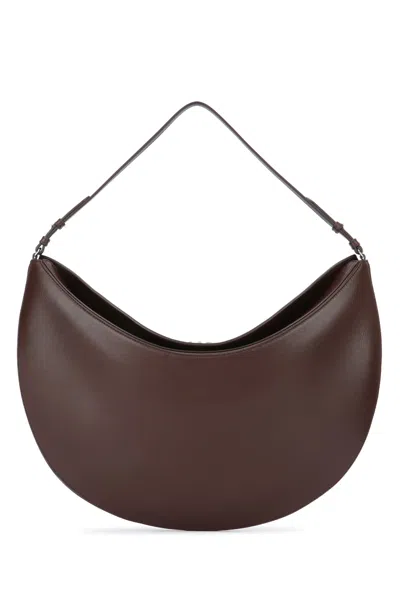 Jacquemus Le Calisso Rond Large Brown Shoulder Bag With Adjustable Strap And Embossed Logo In Leather Woman In Brown