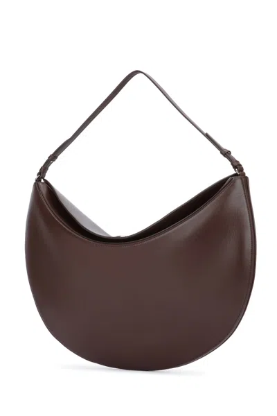 Jacquemus Le Calisso Rond Large Brown Shoulder Bag With Adjustable Strap And Embossed Logo In Leather Woman In Brown