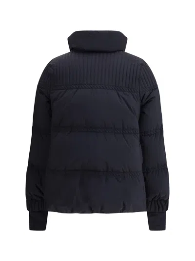 Moncler High Collar Quilted Nylon Outerwear In Blue