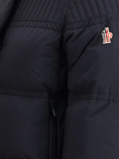 Moncler High Collar Quilted Nylon Outerwear In Blue