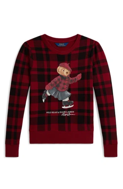 Polo Ralph Lauren Ralph Lauren Plaid Polo Bear Fleece Sweatshirt In Red