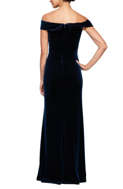 Alex Evenings Womens Velvet Embellished Evening Dress In Blue