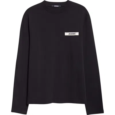 Jacquemus Le T-shirt Gros Grain Manches Longues In Black