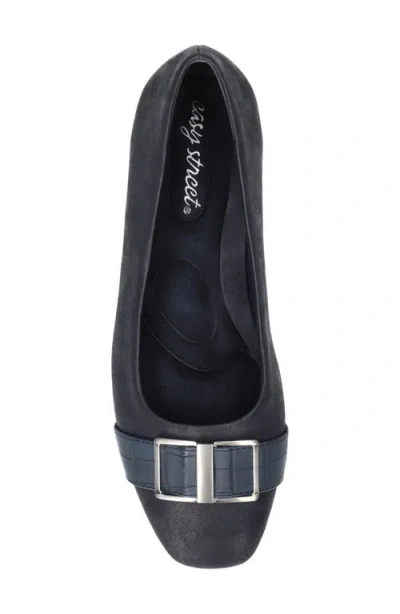 Easy Street Women's Keely Square Toe Ballet Flats In Blue