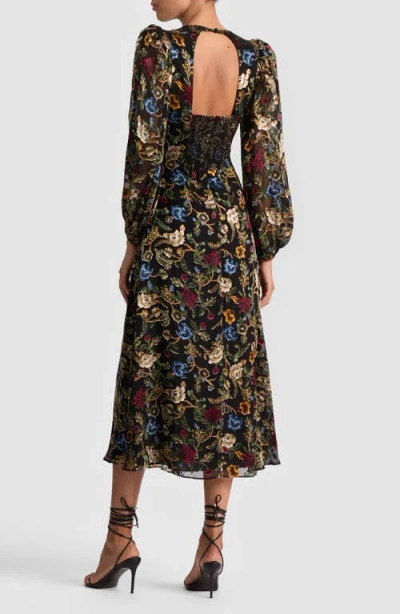 Alice And Olivia Floral-print Puff-sleeves Asymmetric Day Dress In Multi
