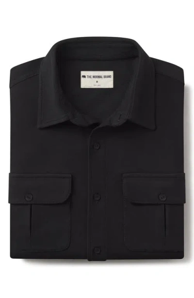 The Normal Brand Tailored Terry Shirt Jacket In Black