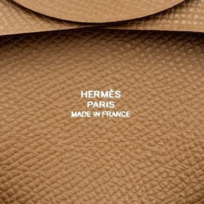 Pre-owned Hermes Bastia Alezan Brown Epsom Leather Coin Purse/coin Case ()