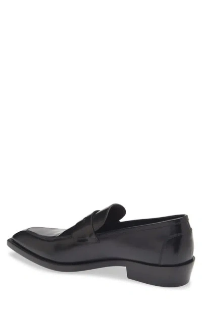 Stuart Weitzman Camillo Square Toe Suede Penny Loafer In Black