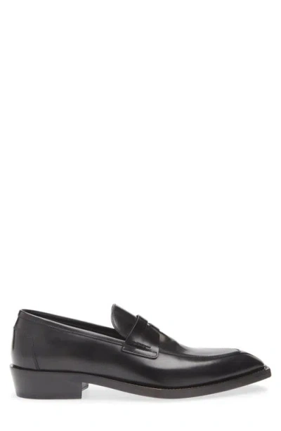 Stuart Weitzman Camillo Square Toe Suede Penny Loafer In Black