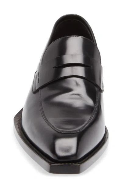 Stuart Weitzman Camillo Square Toe Suede Penny Loafer In Black