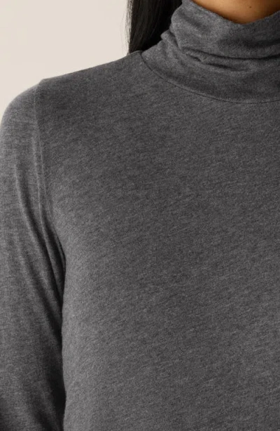 Eileen Fisher Melange Sheer Knit Turtleneck Sweater In Gray