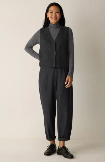 Eileen Fisher Melange Sheer Knit Turtleneck Sweater In Gray