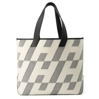 Pre-owned Hermes Black Swift Leather Toile H Handbag Tote Bag ()