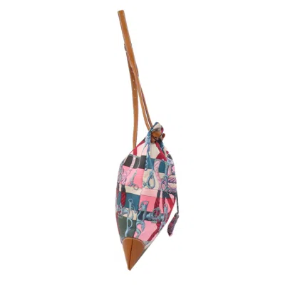 Pre-owned Hermes Blue Brown Multi-color Pink Silk Shoulder Bag ()