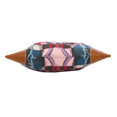 Pre-owned Hermes Blue Brown Multi-color Pink Silk Shoulder Bag ()