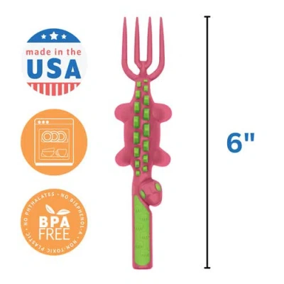 Constructive Eating Set Of 3 Dino Eating Utensils For Kids And Toddlers In Pink