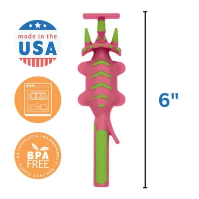 Constructive Eating Set Of 3 Dino Eating Utensils For Kids And Toddlers In Pink