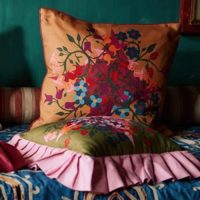 Sophie Williamson Design Blumen Cotton Pillow Cover In Multi
