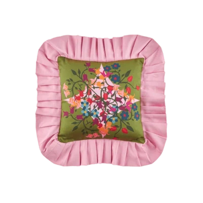 Sophie Williamson Design Ruffled Pillow Cover In Multi