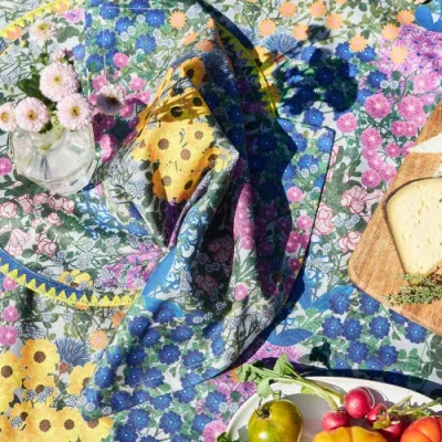 Sophie Williamson Design Pré Fleuri Set-of-six Cotton Napkins In Blue