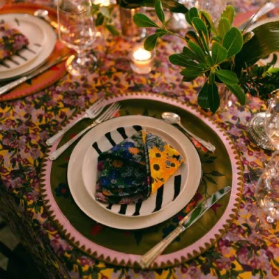 Sophie Williamson Design Pré Fleuri Set-of-six Cotton Napkins In Blue