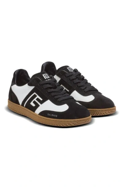 Balmain Swan Sneakers In Calfskin And Suede In Black