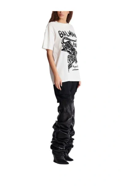 Balmain Short-sleeved T-shirt With Leopard Print In White