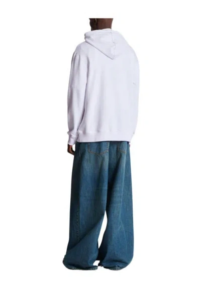 Balmain College Emblem Logo Graphic Hoodie In White