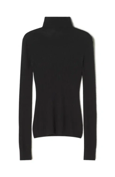 Lanvin Merino Wool And Silk Turtleneck Sweater In Black