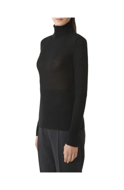 Lanvin Merino Wool And Silk Turtleneck Sweater In Black