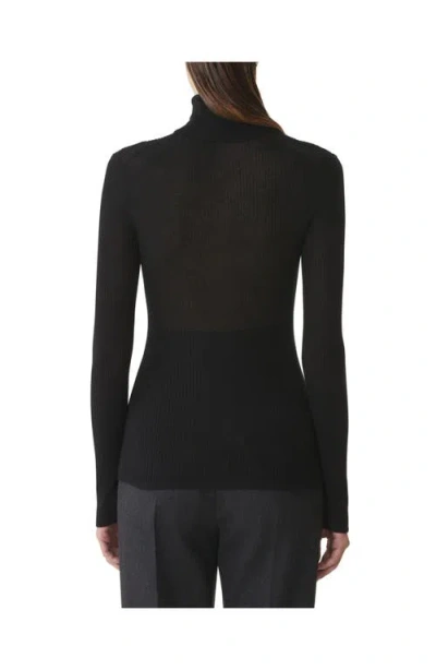 Lanvin Merino Wool And Silk Turtleneck Sweater In Black