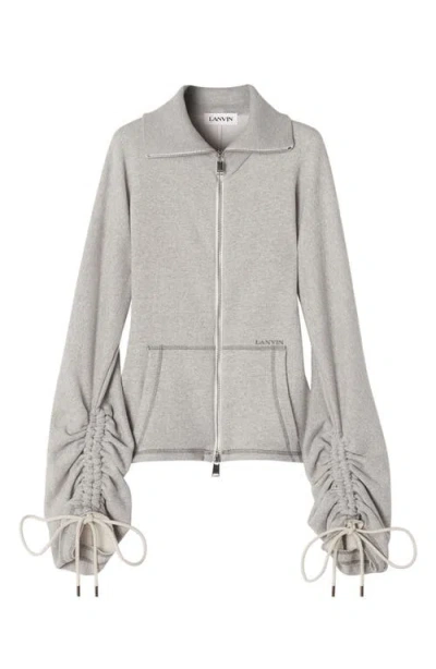 Lanvin Cotton Gathered-cuff Jacket In Gray