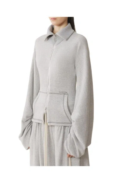 Lanvin Cotton Gathered-cuff Jacket In Gray