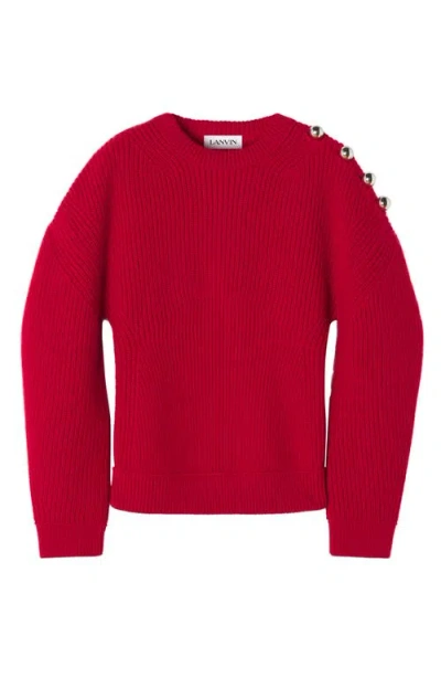 Lanvin Wool Ribbed Sweater In Red