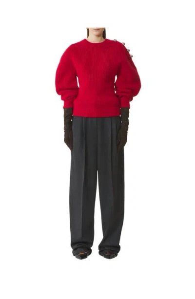 Lanvin Wool Ribbed Sweater In Red