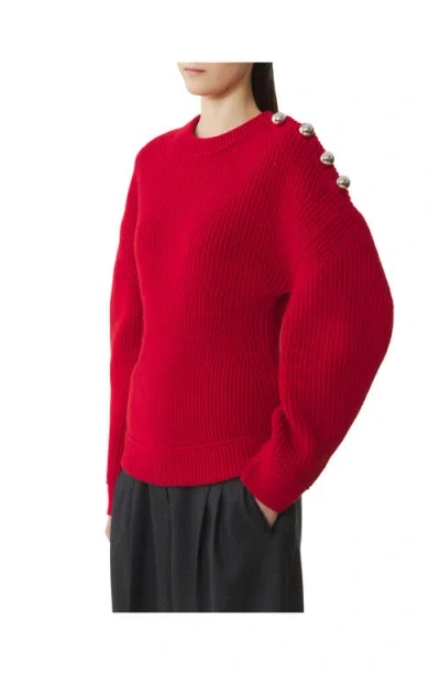 Lanvin Wool Ribbed Sweater In Red