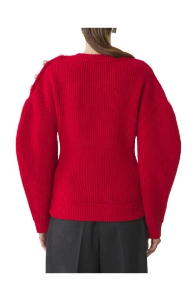 Lanvin Wool Ribbed Sweater In Red
