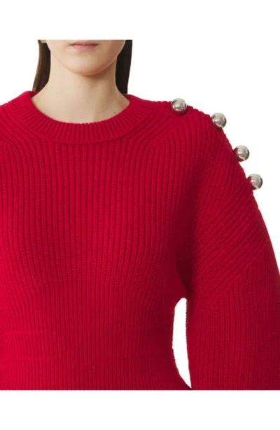 Lanvin Wool Ribbed Sweater In Red