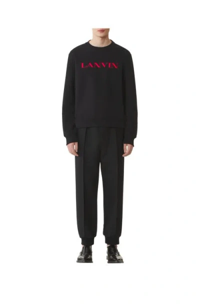 Lanvin Embroidered Cotton Sweatshirt In Black