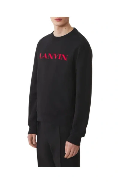 Lanvin Embroidered Cotton Sweatshirt In Black