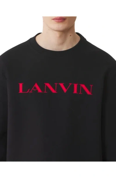 Lanvin Embroidered Cotton Sweatshirt In Black
