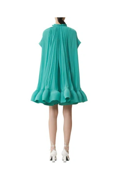 Lanvin Short Charmeuse Dress In Blue