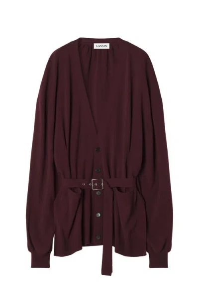 Lanvin Wool And Cashmere Oversized Cardigan In Brown